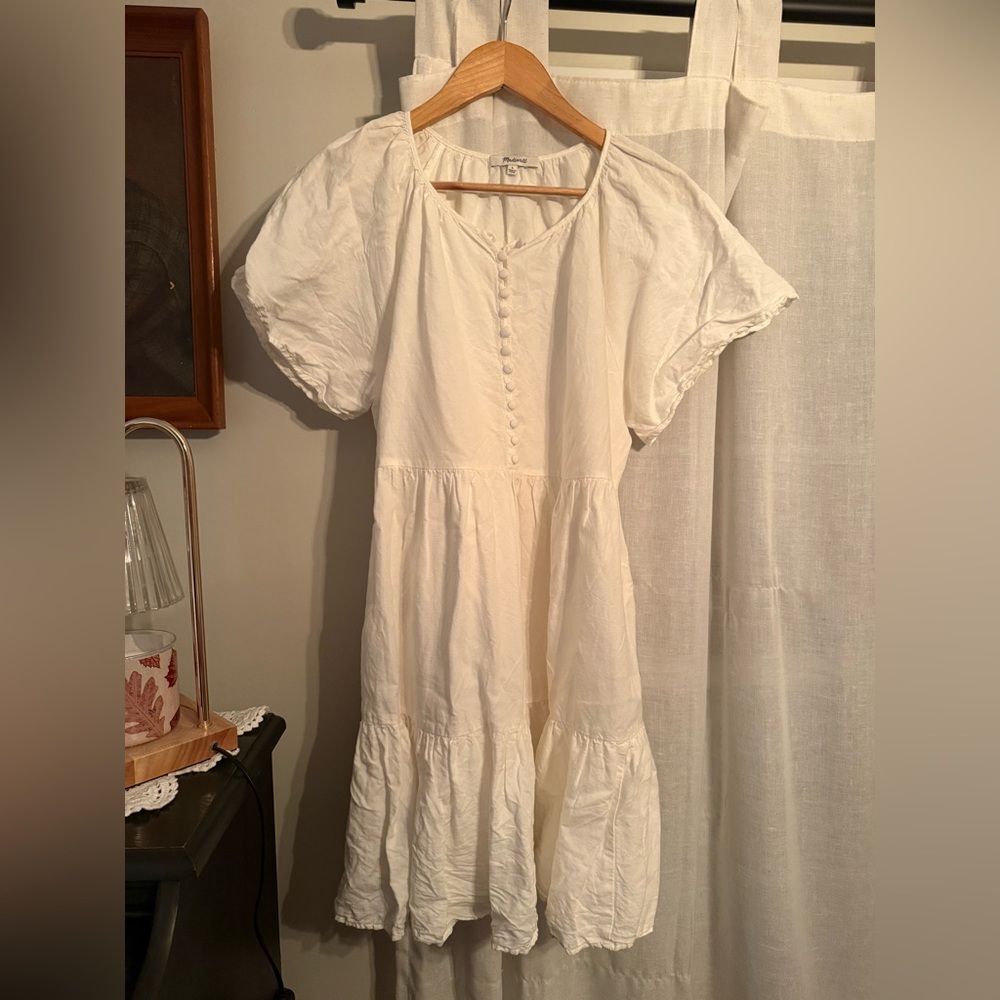 Madewell Cream Button-Front Midi Dress
